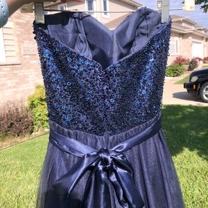 A-line Navy Blue Prom Dress!